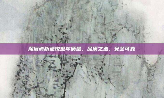 深度解析速锐整车质量，品质之选，安全可靠