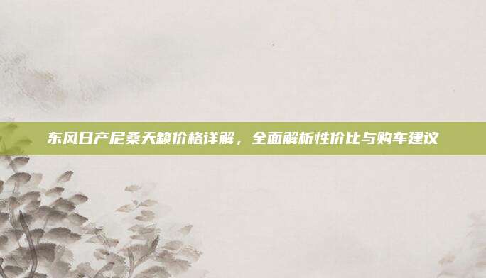 东风日产尼桑天籁价格详解,全面解析性价比与购车建议