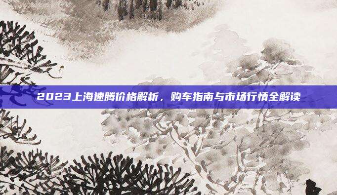 2023上海速腾价格解析,购车指南与市场行情全解读