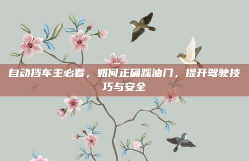自动挡车主必看,如何正确踩油门,提升驾驶技巧与安全