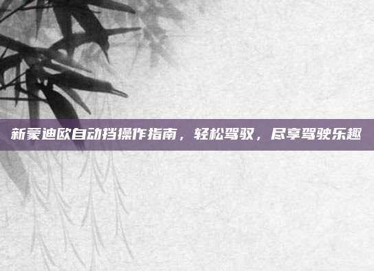 新蒙迪欧自动挡操作指南,轻松驾驭,尽享驾驶乐趣