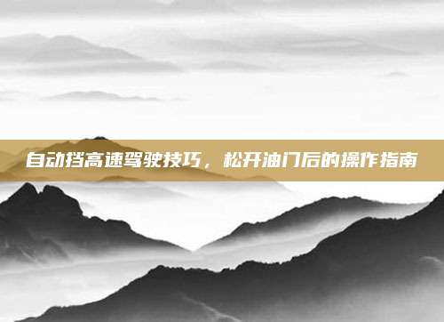 自动挡高速驾驶技巧，松开油门后的操作指南