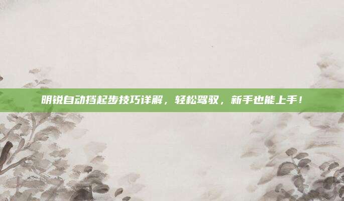明锐自动挡起步技巧详解，轻松驾驭，新手也能上手！