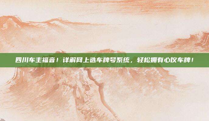 四川车主福音!详解网上选车牌号系统,轻松拥有心仪车牌!