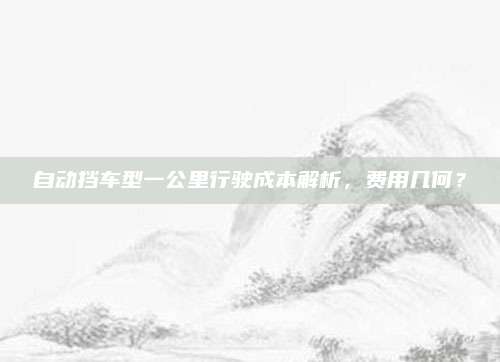 自动挡车型一公里行驶成本解析,费用几何?