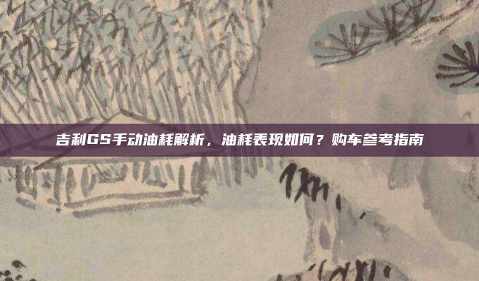 吉利GS手动油耗解析，油耗表现如何？购车参考指南