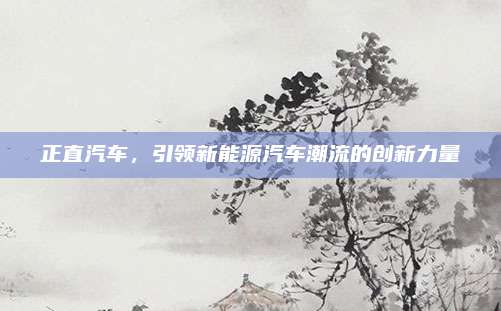 正直汽车,引领新能源汽车潮流的创新力量