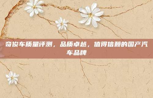 奇俊车质量评测，品质卓越，值得信赖的国产汽车品牌