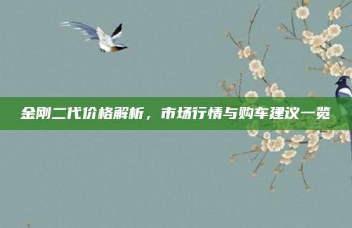 金刚二代价格解析，市场行情与购车建议一览