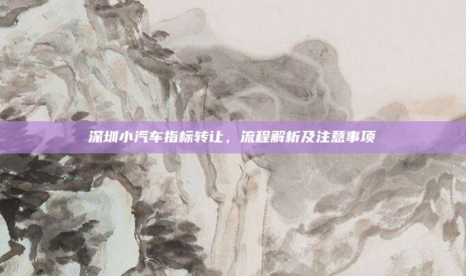 深圳小汽车指标转让,流程解析及注意事项