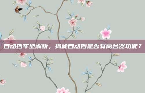 自动挡车型解析,揭秘自动挡是否有离合器功能?