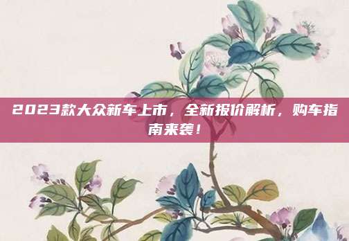 2023款大众新车上市,全新报价解析,购车指南来袭!