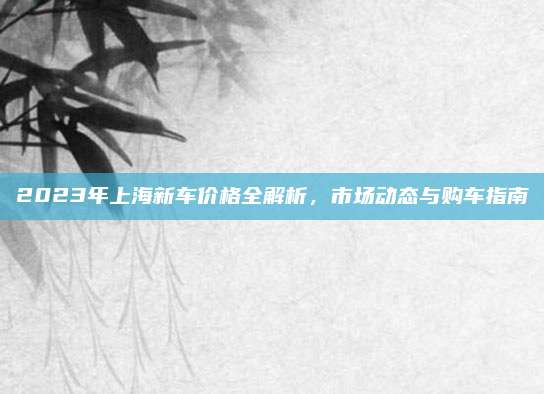 2023年上海新车价格全解析,市场动态与购车指南