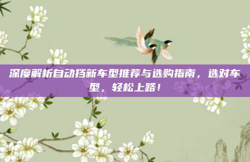 深度解析自动挡新车型推荐与选购指南,选对车型,轻松上路!