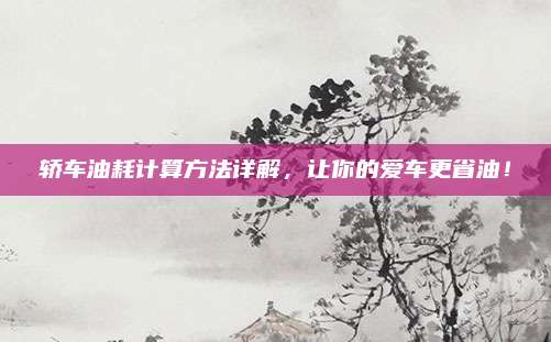 轿车油耗计算方法详解,让你的爱车更省油!