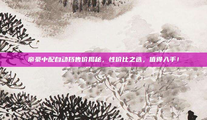帝豪中配自动挡售价揭秘，性价比之选，值得入手！