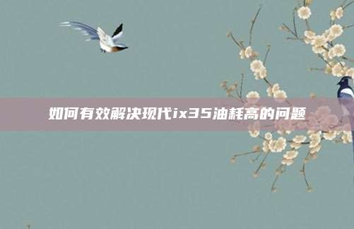 如何有效解决现代ix35油耗高的问题
