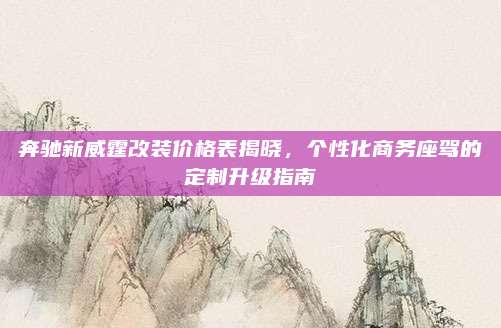 奔驰新威霆改装价格表揭晓,个性化商务座驾的定制升级指南