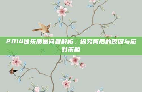 2014途乐质量问题解析,探究背后的原因与应对策略