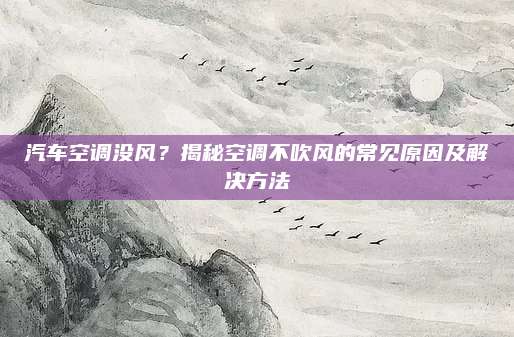 汽车空调没风?揭秘空调不吹风的常见原因及解决方法