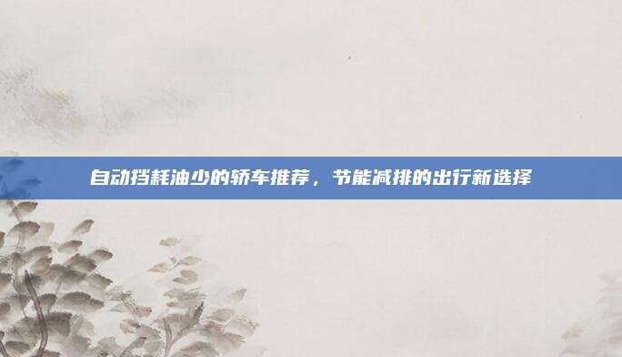 自动挡耗油少的轿车推荐,节能减排的出行新选择