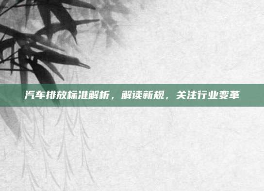 汽车排放标准解析,解读新规,关注行业变革