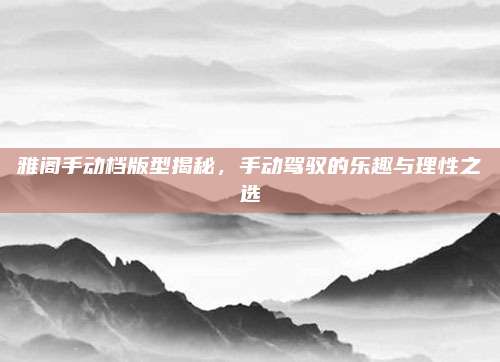 雅阁手动档版型揭秘,手动驾驭的乐趣与理性之选