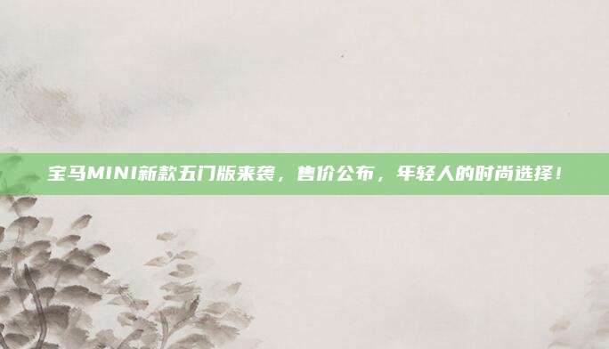 宝马MINI新款五门版来袭,售价公布,年轻人的时尚选择!