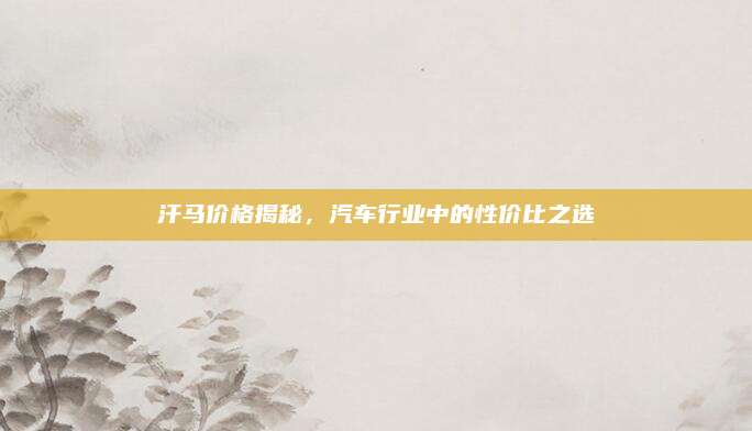 汗马价格揭秘,汽车行业中的性价比之选