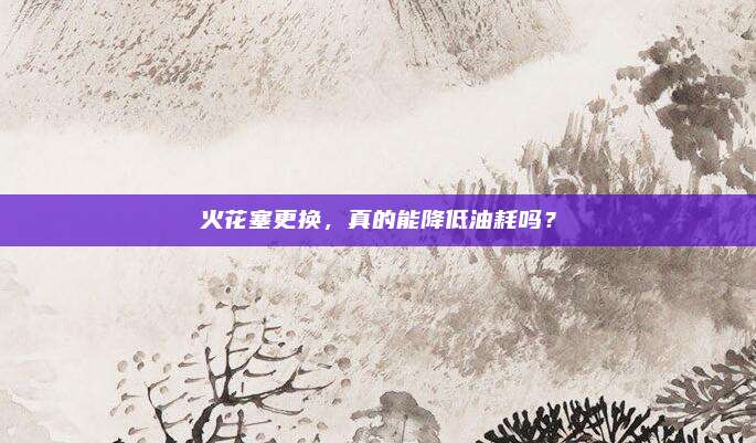 火花塞更换,真的能降低油耗吗?
