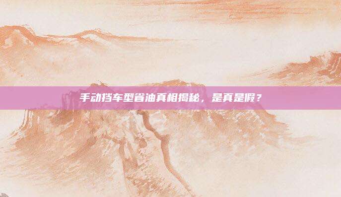 手动挡车型省油真相揭秘，是真是假？