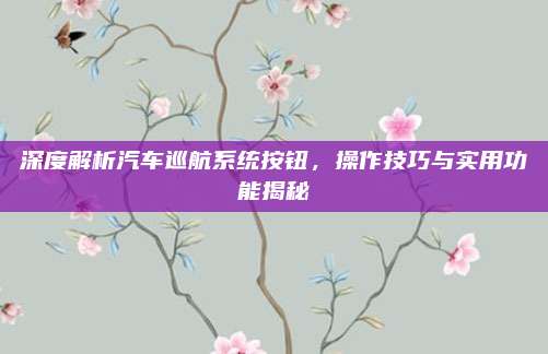 深度解析汽车巡航系统按钮,操作技巧与实用功能揭秘