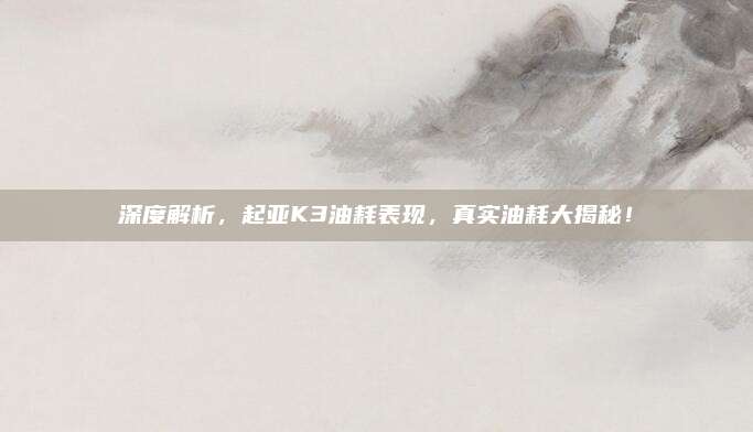 深度解析，起亚K3油耗表现，真实油耗大揭秘！