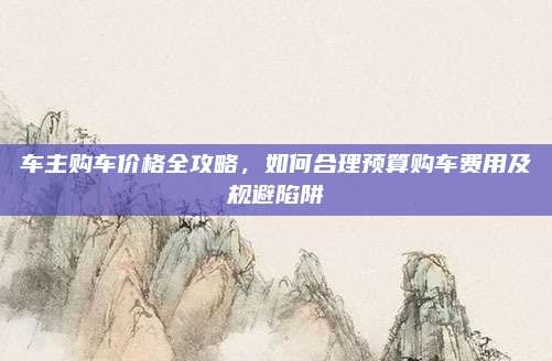 车主购车价格全攻略,如何合理预算购车费用及规避陷阱