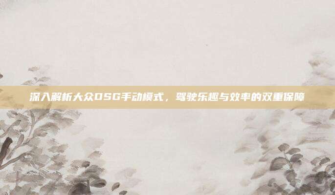 深入解析大众DSG手动模式,驾驶乐趣与效率的双重保障