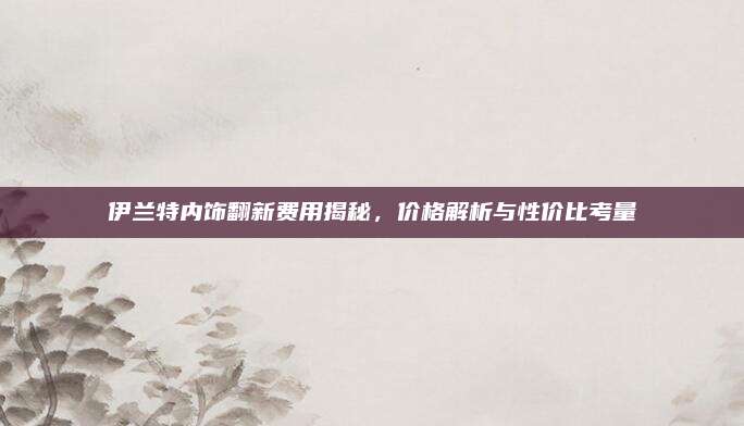 伊兰特内饰翻新费用揭秘,价格解析与性价比考量