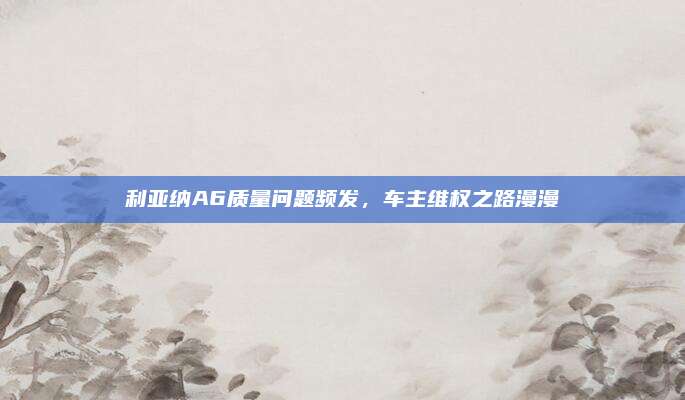 利亚纳A6质量问题频发,车主维权之路漫漫