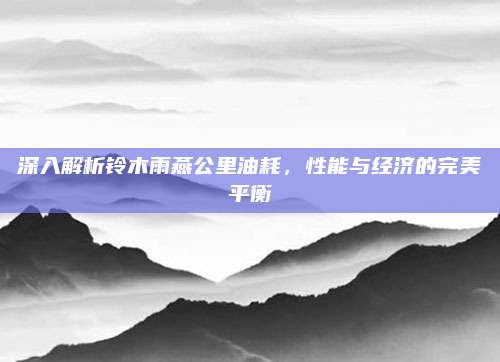 深入解析铃木雨燕公里油耗,性能与经济的完美平衡