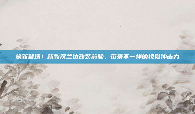 焕新登场!新款汉兰达改装前脸,带来不一样的视觉冲击力