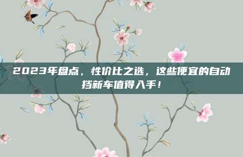 2023年盘点,性价比之选,这些便宜的自动挡新车值得入手!