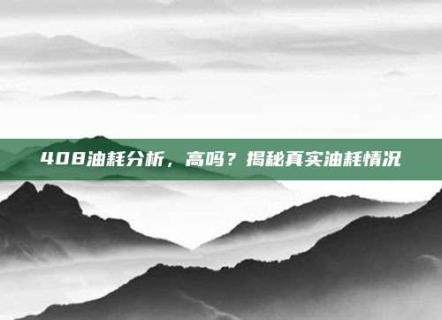 408油耗分析,高吗?揭秘真实油耗情况