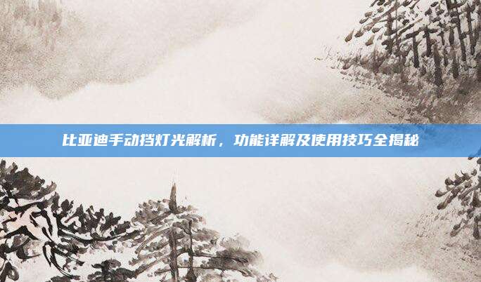 比亚迪手动挡灯光解析,功能详解及使用技巧全揭秘