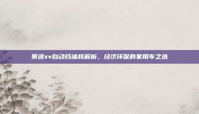 景逸xv自动挡油耗解析,经济环保的家用车之选