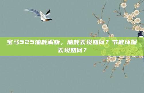 宝马525油耗解析,油耗表现如何?节能环保表现如何?