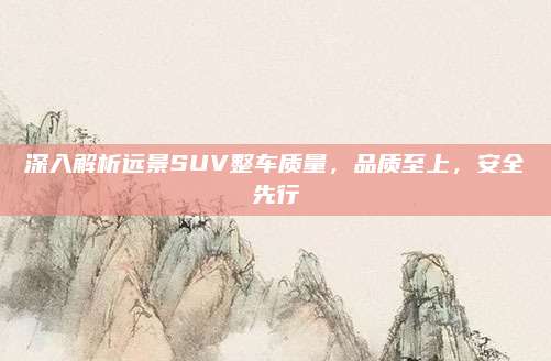 深入解析远景SUV整车质量,品质至上,安全先行