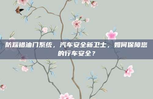 防踩错油门系统,汽车安全新卫士,如何保障您的行车安全?