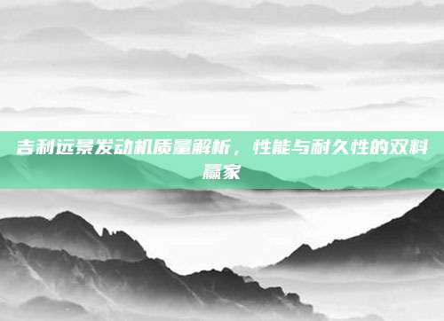 吉利远景发动机质量解析，性能与耐久性的双料赢家