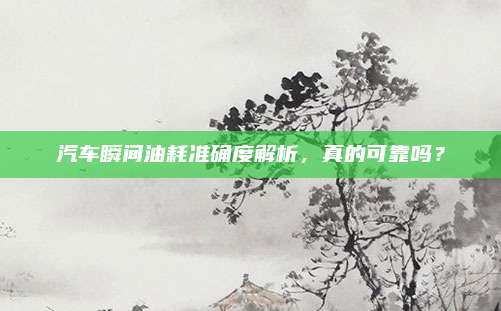 汽车瞬间油耗准确度解析，真的可靠吗？