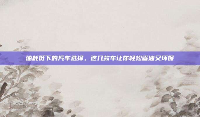 油耗低下的汽车选择,这几款车让你轻松省油又环保