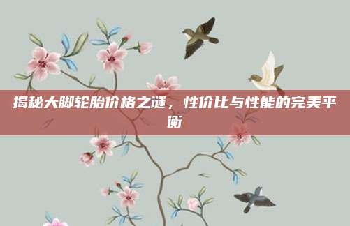 揭秘大脚轮胎价格之谜,性价比与性能的完美平衡